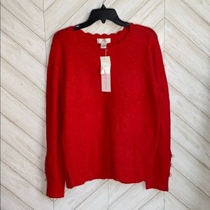 Rachel Parcell red pearl sweater XL